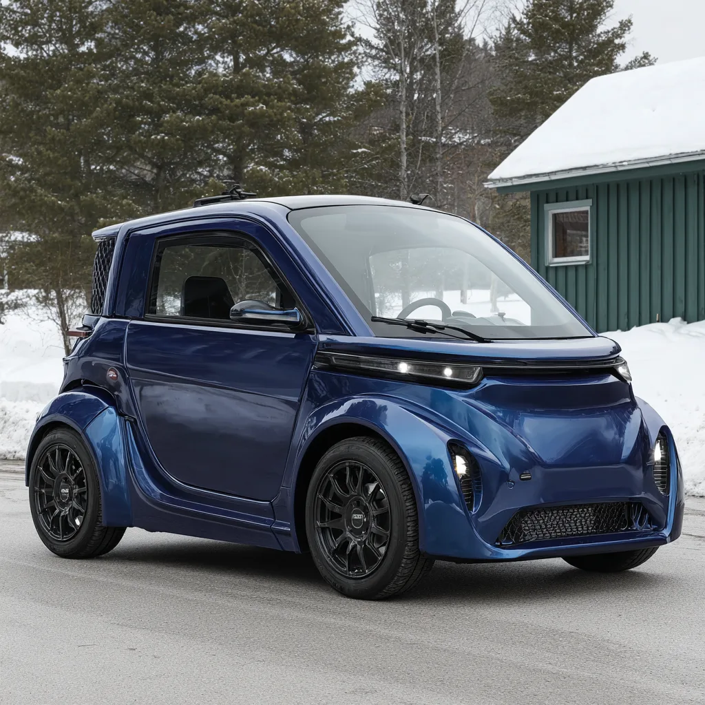 Small EV on a city street