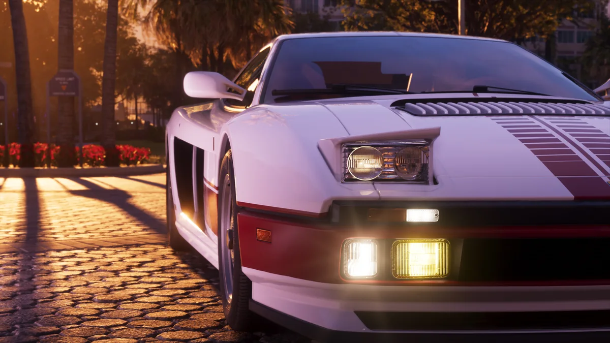 Front of the 95 Grotti Cheetah with pop-up headlights raised